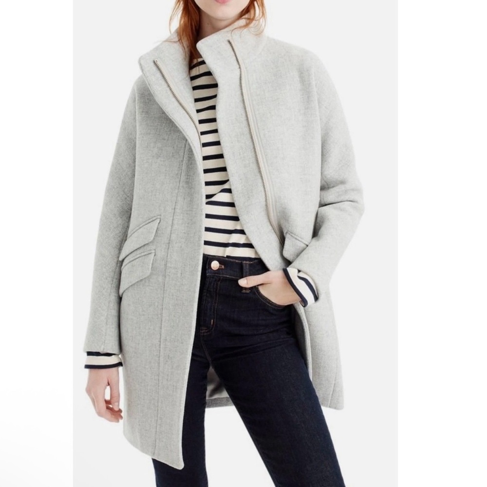 J. Crew Gray Italian Stadium Cloth Cocoon Wool Blend Coat By Nelli Gory